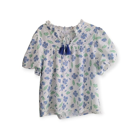 Romantic Bohemian White Eyelet Voy Eyelet Blouse Med - Picture 9 of 9